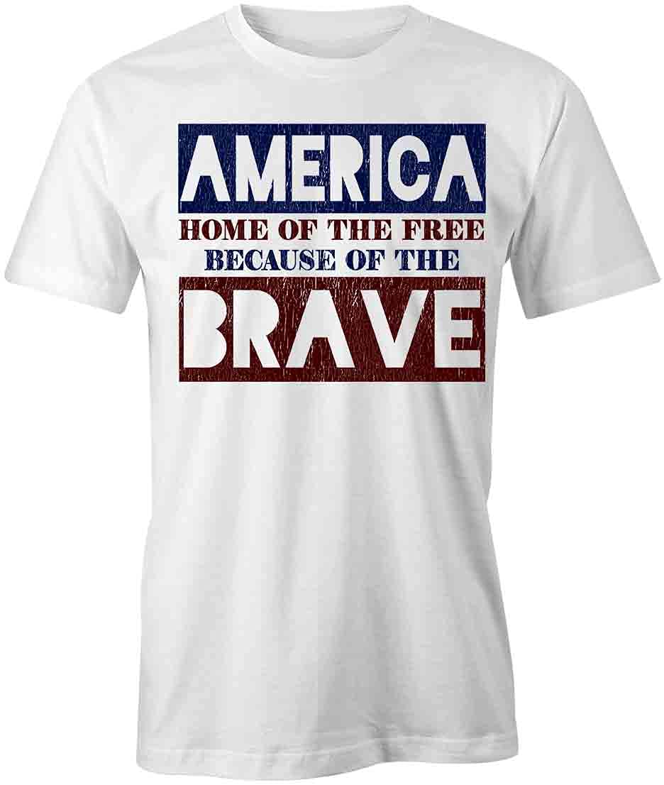 America Home of The Free T-Shirt - Patriotic Graphic Tee for Men & Women | Soft Cotton White Printed T-Shirts | Perfect for 4th of July, Memorial Day & Veterans Day Celebrations