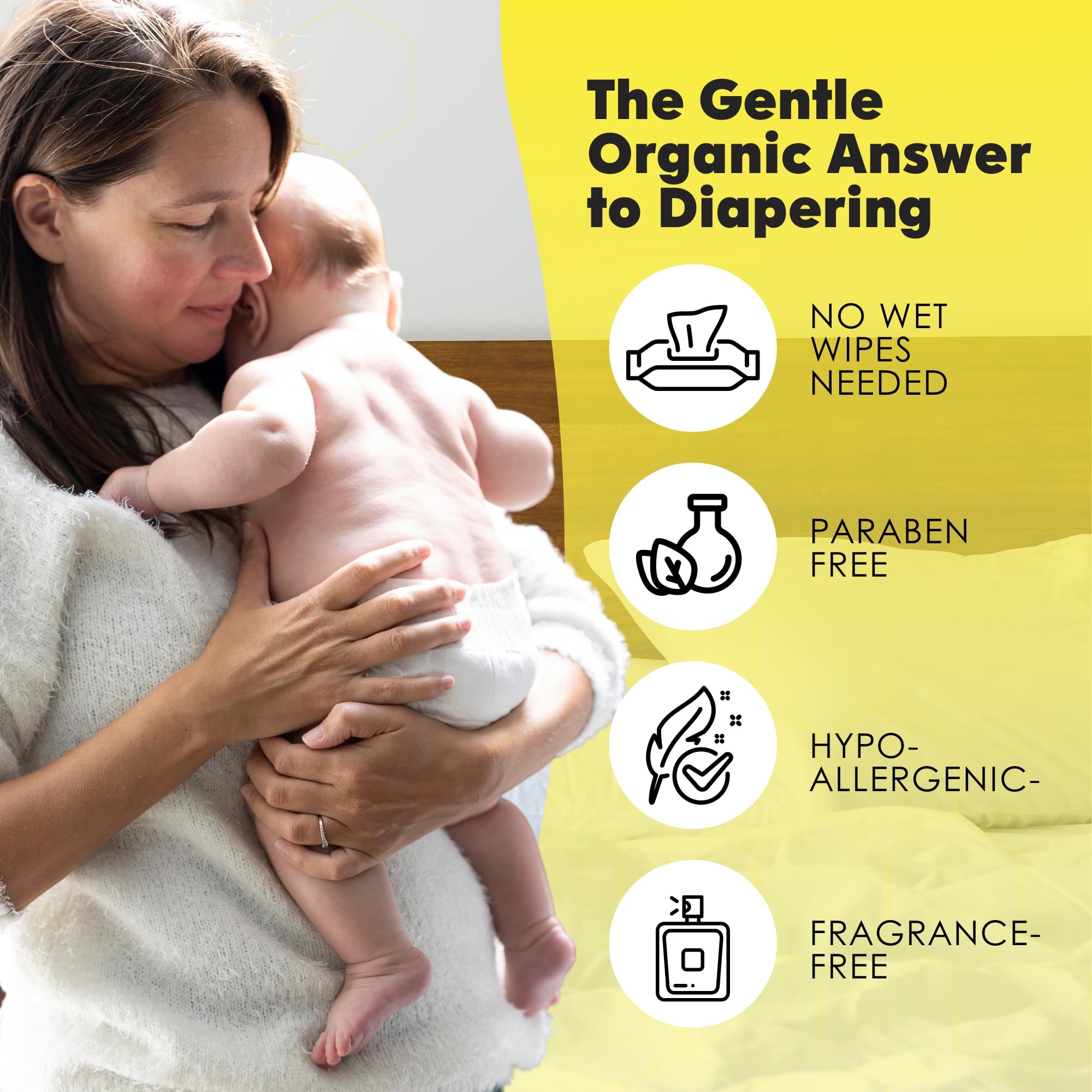 Premium French Diapering Gift Set - Organic Diaper Lotion (8 oz), Travel-Size Baby Liniment (2 oz), Diaper Balm (1 oz) & 50 Cotton Pads | Gentle Newborn Care for Sensitive Skin | Perfect Baby Shower Gift & Travel Essentials