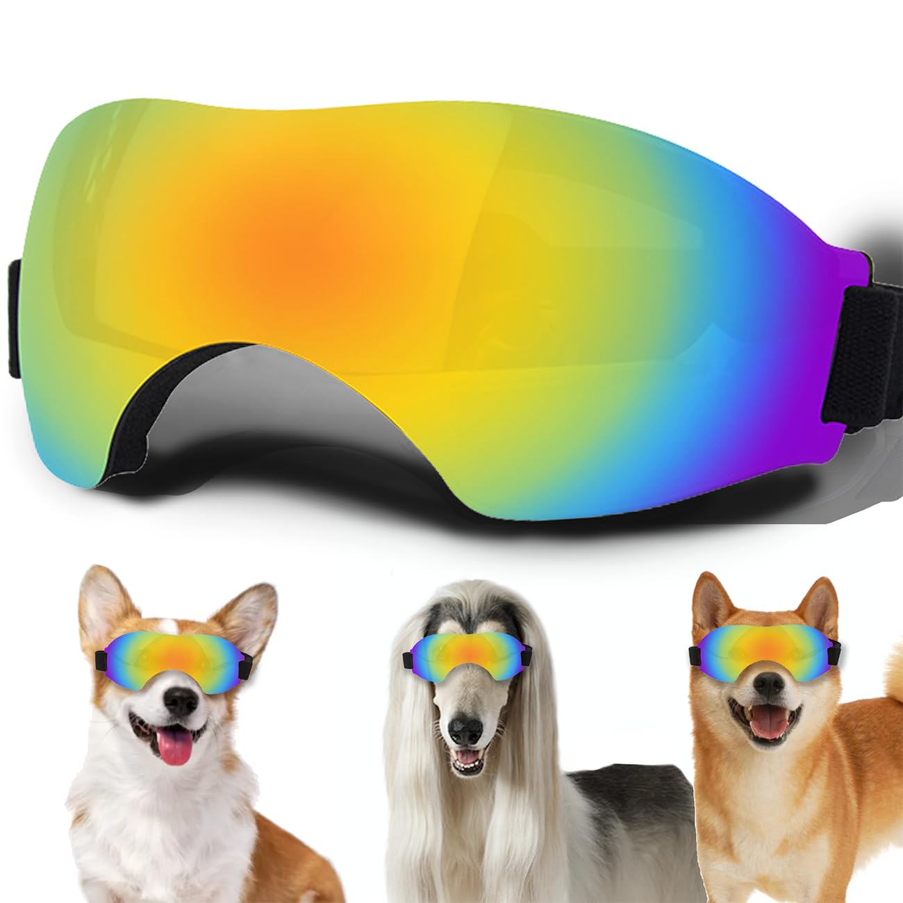 UV Protection Dog Goggles for Medium Dogs - Adjustable Strap, Windproof & Snowproof Pet Sunglasses - Protect Your Dog's Eyes During Outdoor Adventures, Hiking, and Beach Trips
