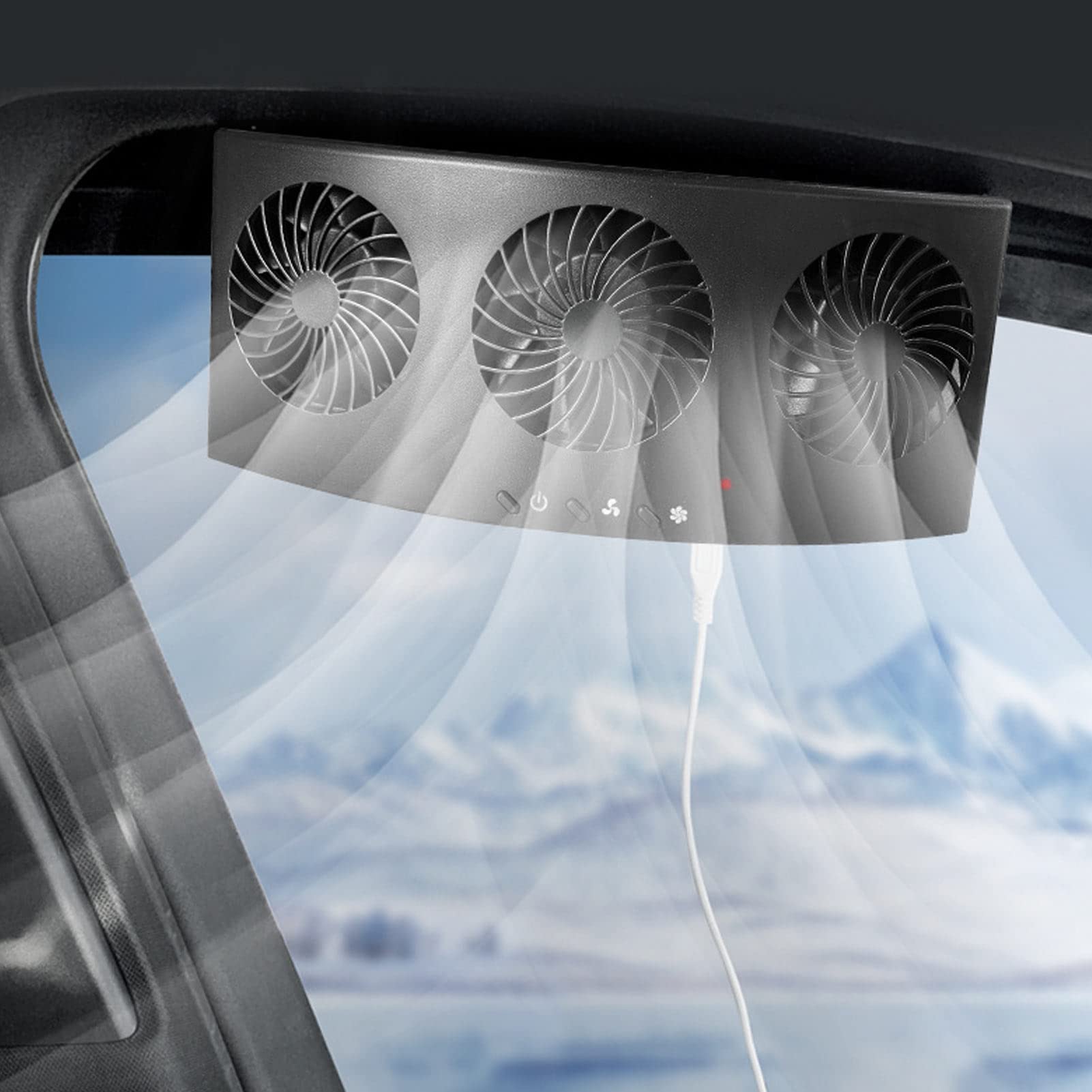Solar Powered Car Exhaust Fan - USB Car Radiator Fan with 2 Speed Levels & Low Noise | ABS Material Black | Perfect for Electric Vehicle Ventilation & Air Circulation | Ideal for Road Trips, Parking & Hot Weather Use