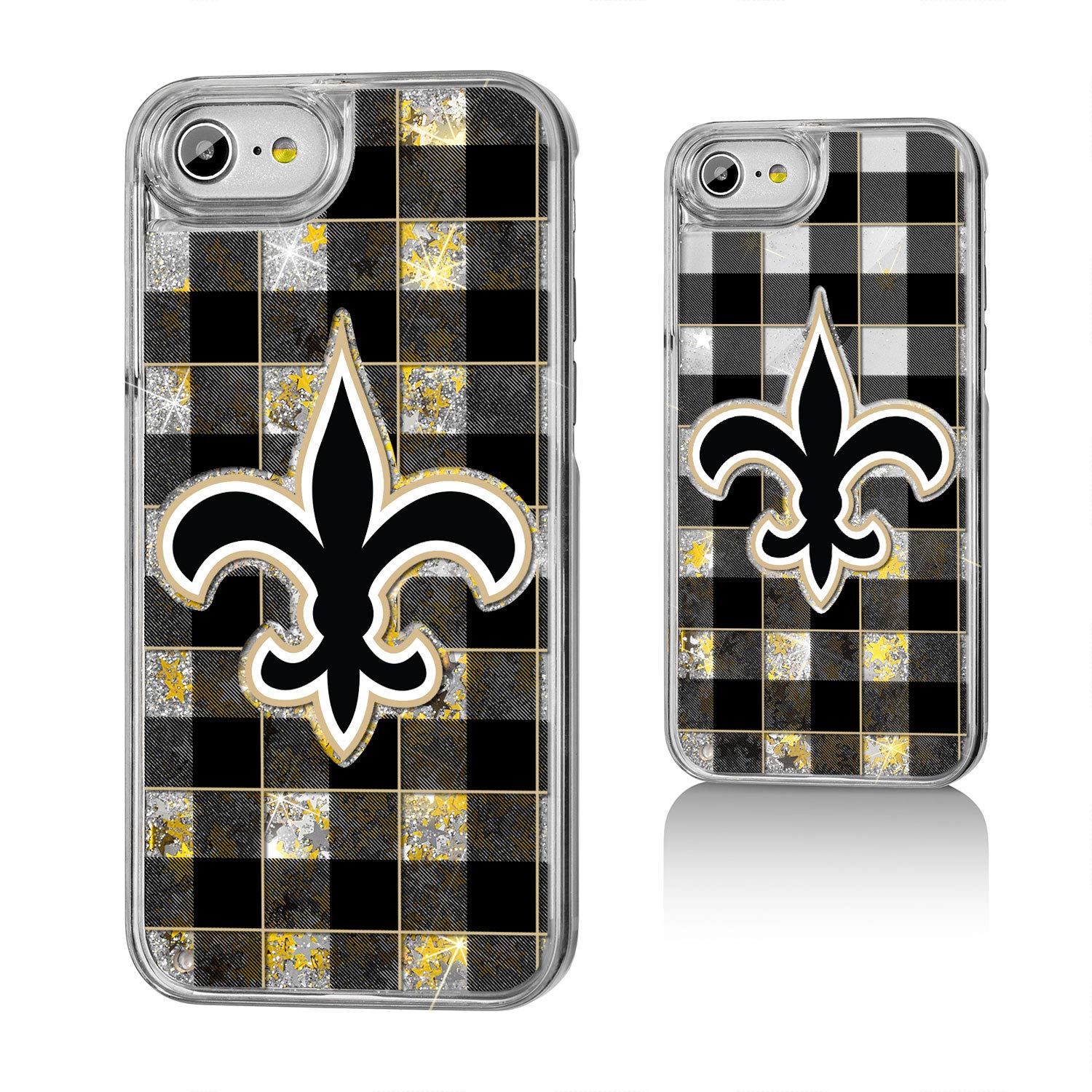 New Orleans Saints iPhone Case - Plaid Glitter Design for iPhone 11/12/13/14/15 Pro Max - Protective & Stylish Football Fan Accessory (Perfect for Game Day & Saints Pride)