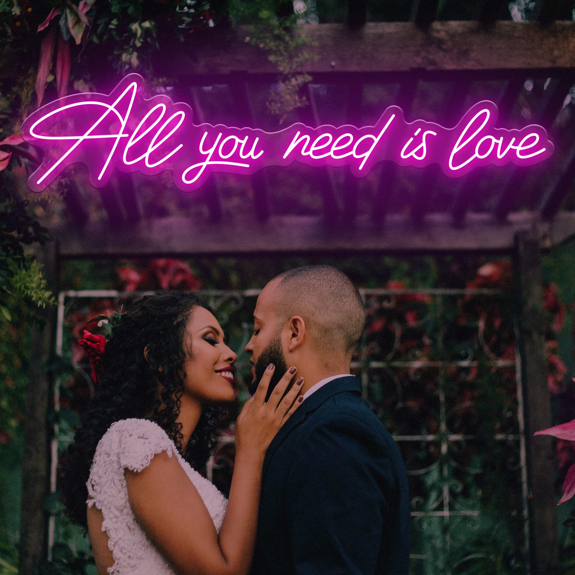 Custom All You Need is Love Neon Sign - Personalized Wall Decor for Bedroom, Home, Wedding, Valentine's Day & Engagement Party | Dimmable LED Neon Light for Romantic Gifts & Special Occasions