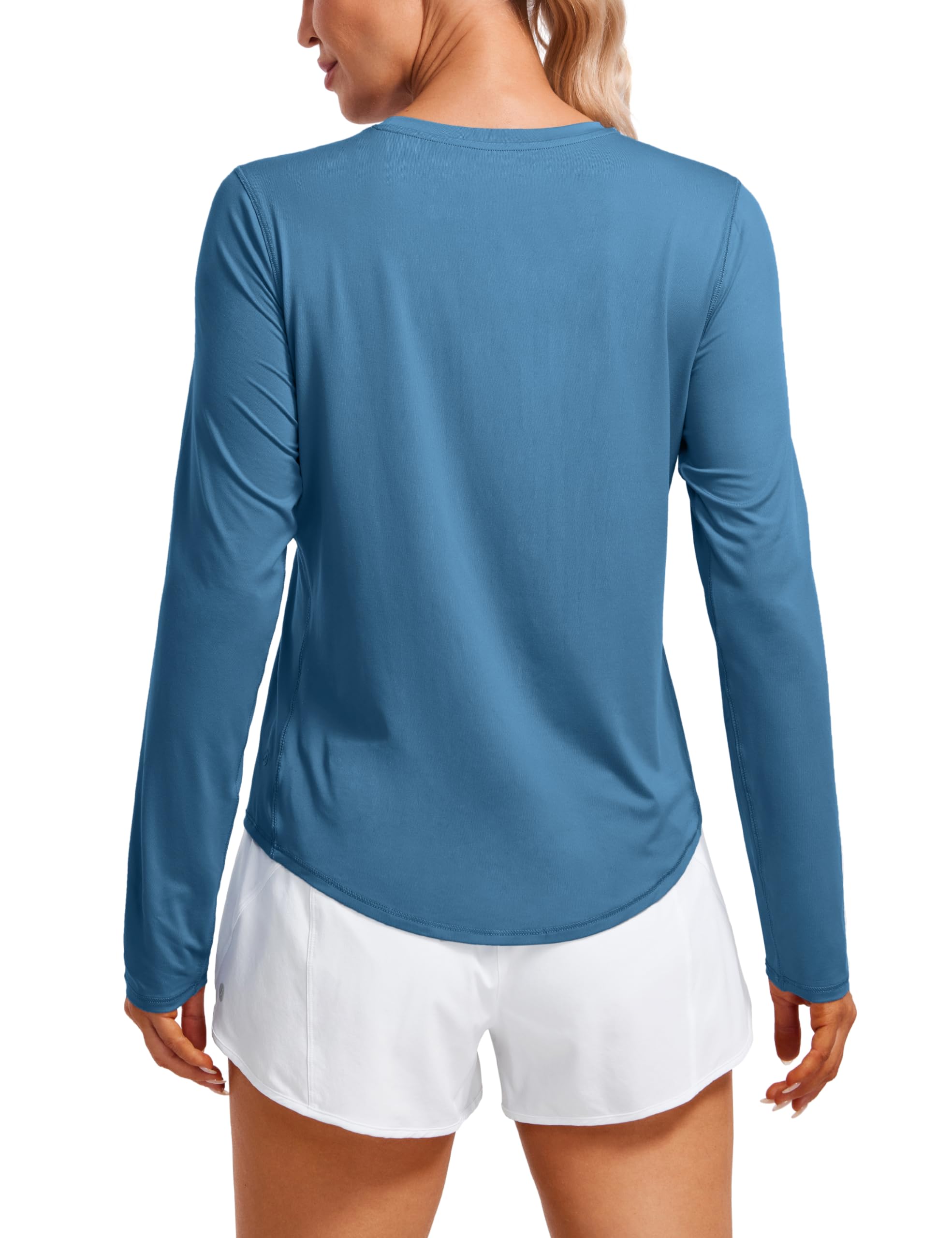 CRZ YOGA Women's Lightweight Long Sleeve Workout Shirts - High Neck Athletic Training Tops for Gym, Running & Fall Activities | Moisture-Wicking & Breathable Yoga Tee for Women's Fitness & Outdoor Sports