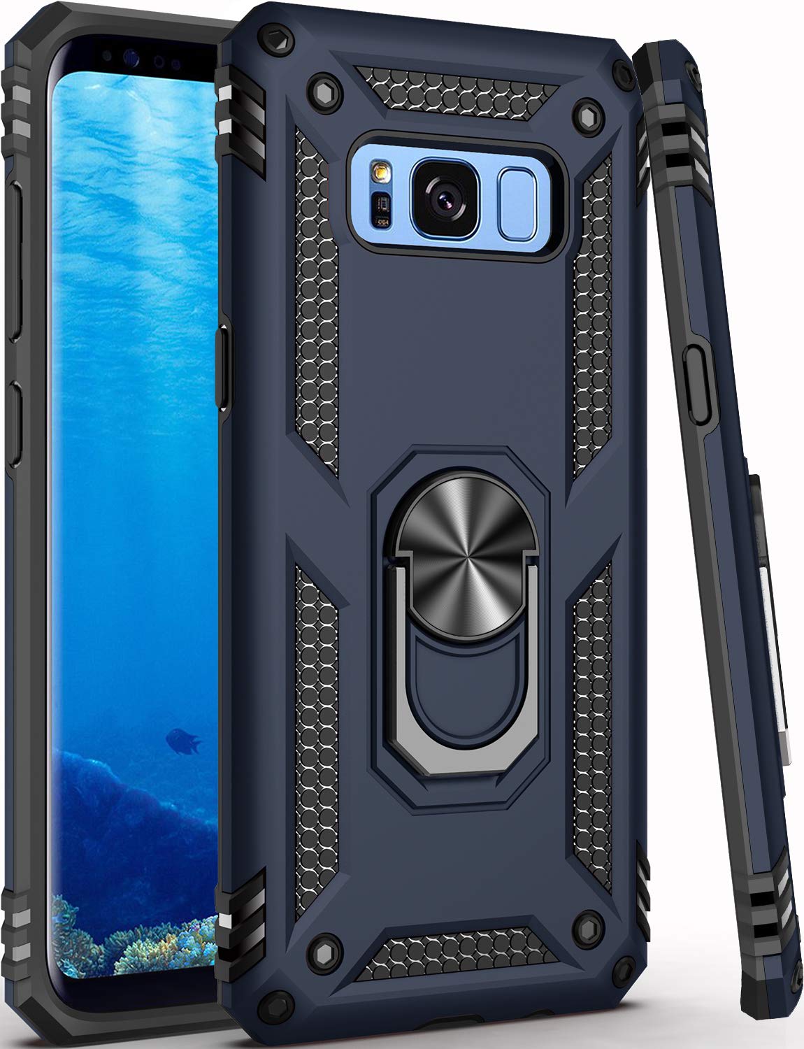 LUMARKE Galaxy S8 Case - 16ft Drop Tested, Military Grade Protection with Magnetic Ring Kickstand | Car Mount Compatible | Durable Phone Cover in Blue | Perfect for Outdoor, Travel & Daily Use