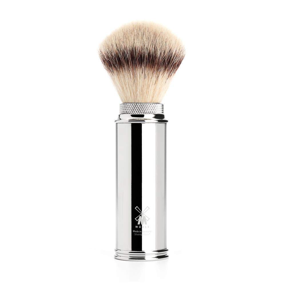 MÜHLE TRAVEL Vegetable-Tanned Cowhide Shaving Kit - 5-Blade Safety Razor & Travel Shaving Brush Set for Men - Perfect for Business Trips, Camping & Grooming On The Go