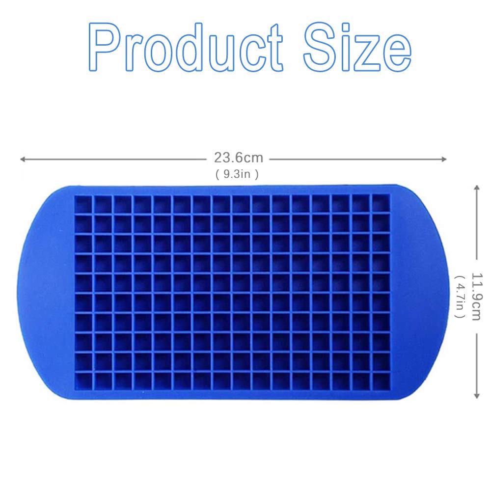 3Pcs Silicone Mini Ice Cube Trays - 160 Grids Square Ice Molds for Freezer, Baby Food, Whiskey & Cocktails | BPA-Free Flexible Ice Cube Maker for Drinks, Smoothies & Party Beverages (Blue) - Perfect for Home Bars, Baby Meal Prep & Summer Refreshments