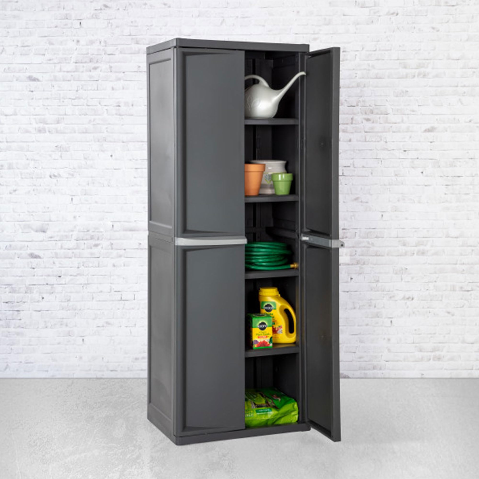 Sterilite 2-Pack Storage Cabinet with 4 Shelves - Gray Organizer for Garage, Pantry, Kitchen & Home Organization - Perfect for Storing Tools, Food Supplies & Household Items