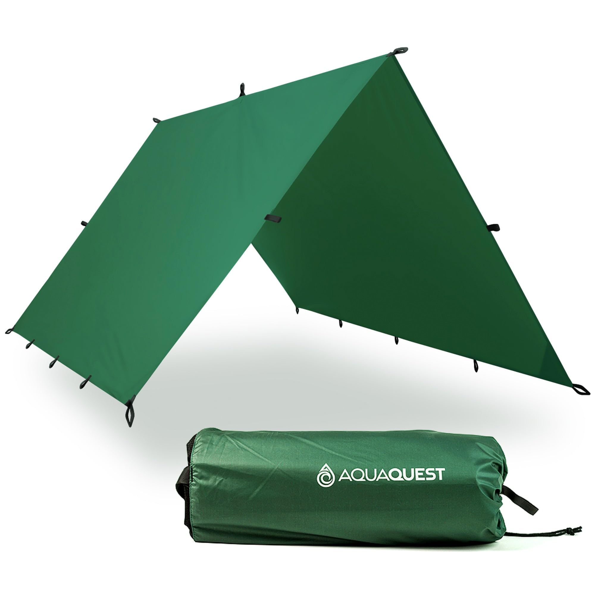 AquaQuest Guide Waterproof Camping Tarp - Lightweight Tent Rain Fly Cover for Hiking, Backpacking, Hammock & Survival Gear | Perfect for Outdoor Adventures, Emergency Shelter & All-Weather Protection