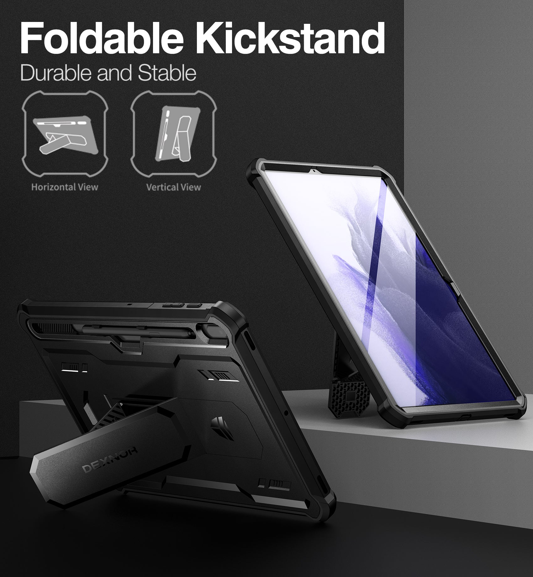 Durable Samsung Galaxy Tab S7 Plus/S8 Plus Tablet Case with Screen Protector, Heavy Duty Shockproof Rugged Cover with Kickstand & S Pen Holder - Perfect for Work, Travel, and Outdoor Use