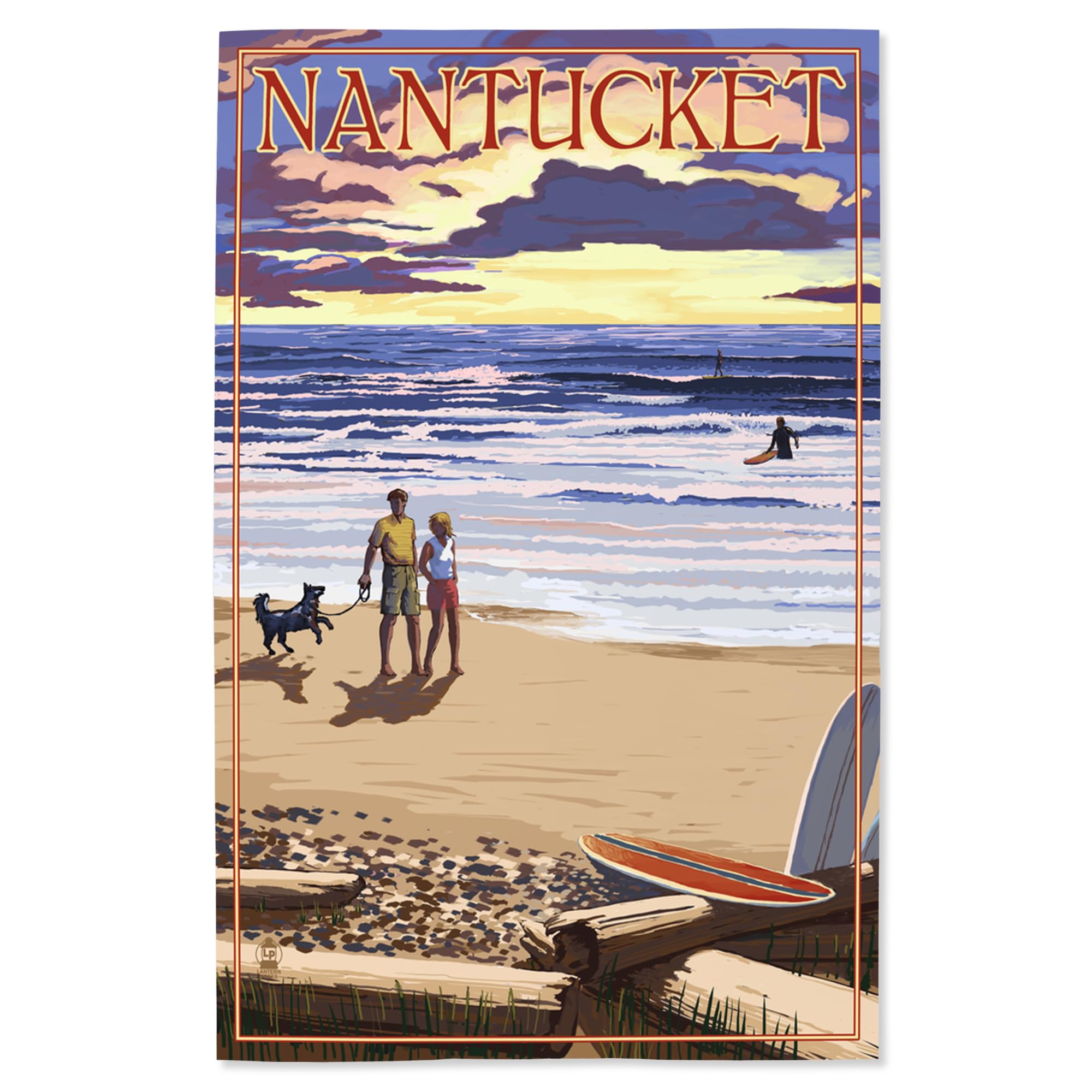 Lantern Press 16x24 Inch Giclee Art Print - Nantucket Massachusetts Sunset Beach Wall Decor - Coastal Home Decor for Living Room, Bedroom & Office