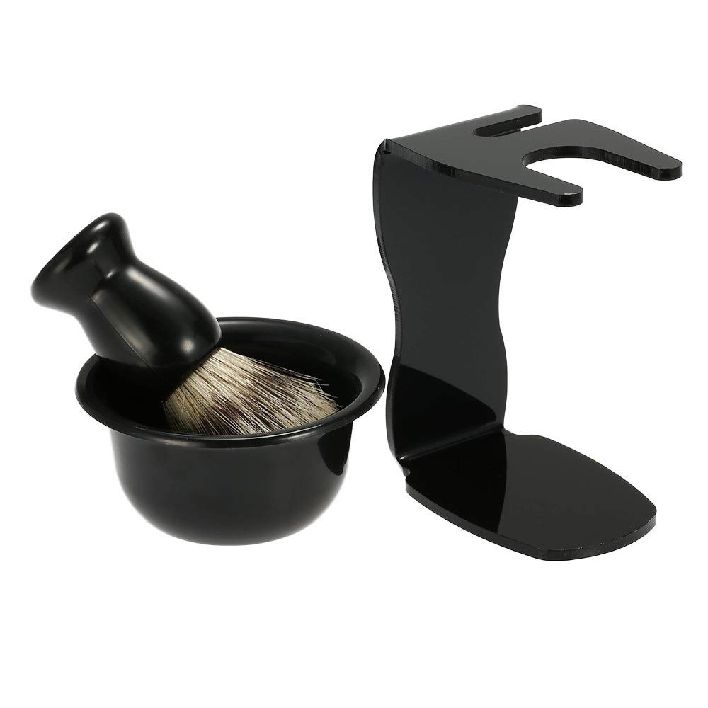 JZK 3-in-1 Shaving Brush Kit for Men - Shaving Frame Base, Soap Bowl & Hair Shaving Brush - Premium Grooming Set for Smooth Shaving & Beard Care - Perfect for Home, Travel & Barber Shop Use