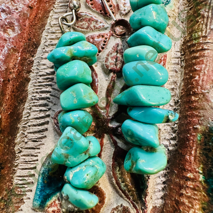 925 Sterling Silver Turquoise Nugget Bead Pierced Earrings for Women | Handmade Boho Jewelry | Perfect for Casual Wear, Parties & Gift Giving