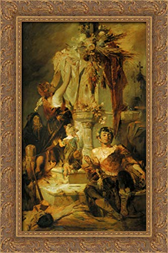 16x24 Gold Ornate Wood Framed Canvas Art Print - Sacrificial Scene by Hans Makart - Classic Home Decor for Living Room, Bedroom & Office Wall