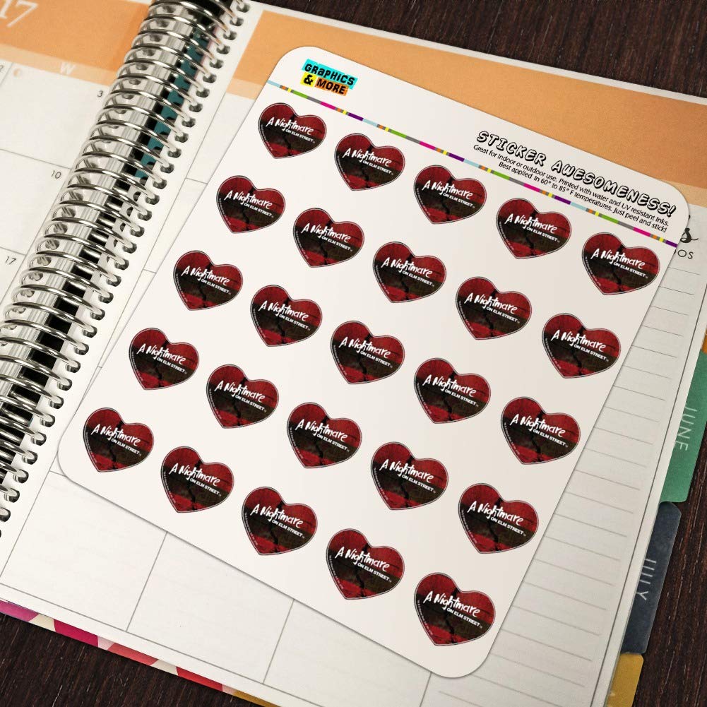 Freddy Krueger Nightmare on Elm Street Heart-Shaped Planner Stickers - Scrapbooking, Bullet Journal, DIY Crafts, Halloween Decorations