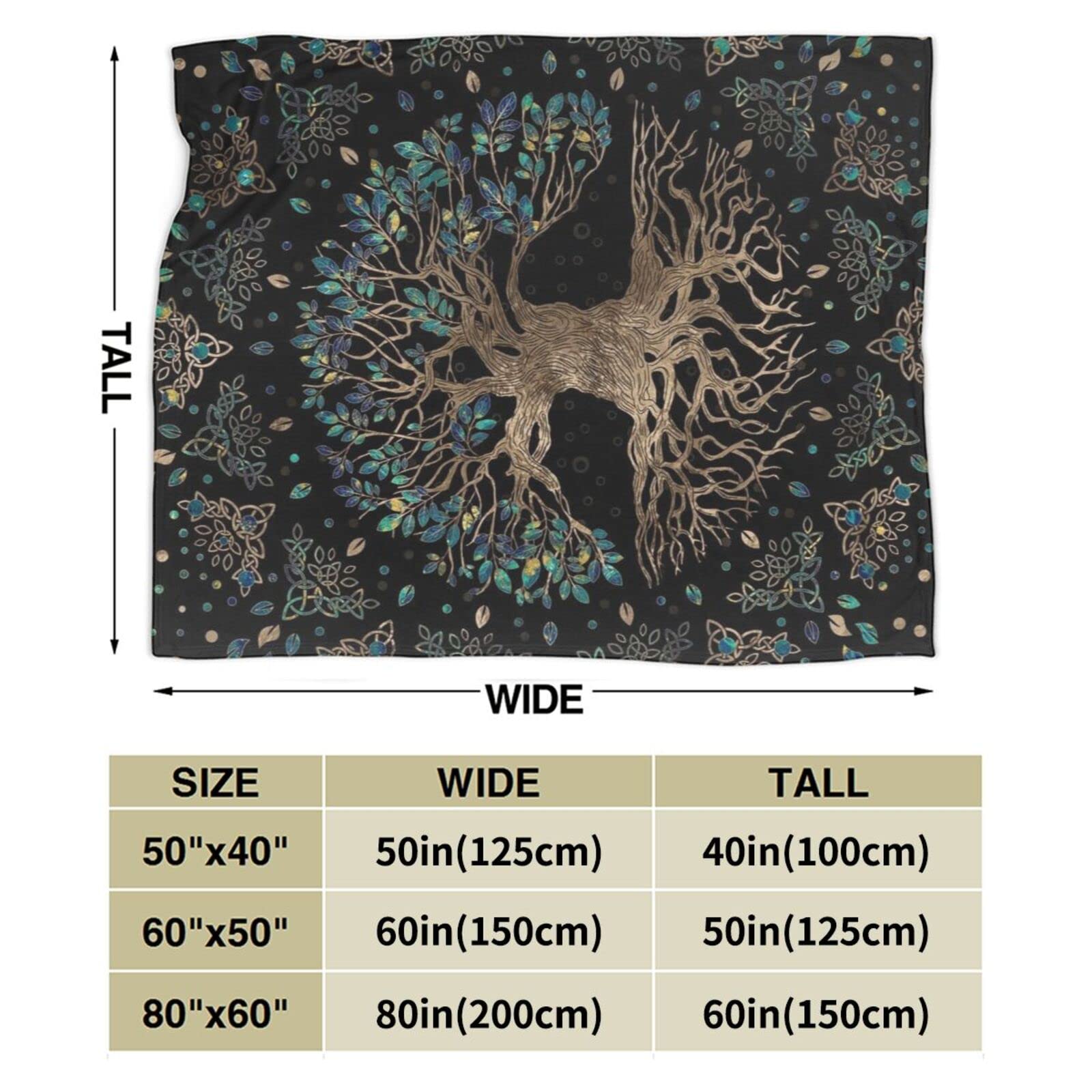Viking Tree of Life Flannel Throw Blanket - Super Soft & Warm 80x60 Inches - Cozy Plaid Blanket for Bed, Sofa, Couch - Perfect for Adults & Kids - Home Decor, Winter Gift, Camping, Movie Nights