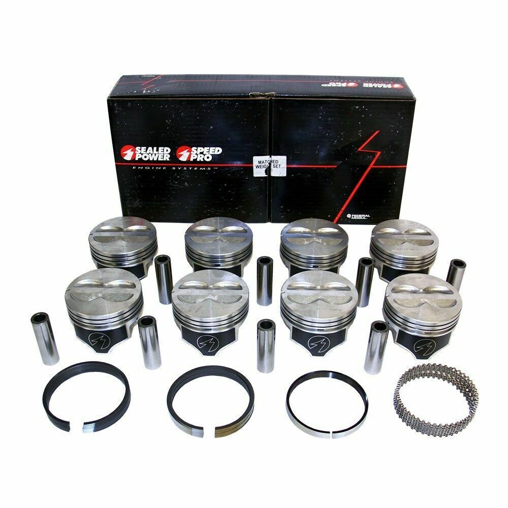 SPEED PRO Hypereutectic Flat Top Pistons with CAST Rings for Chevy 400 5.7L Engine .040 Over - High Performance Engine Upgrade for Racing & Street Use
