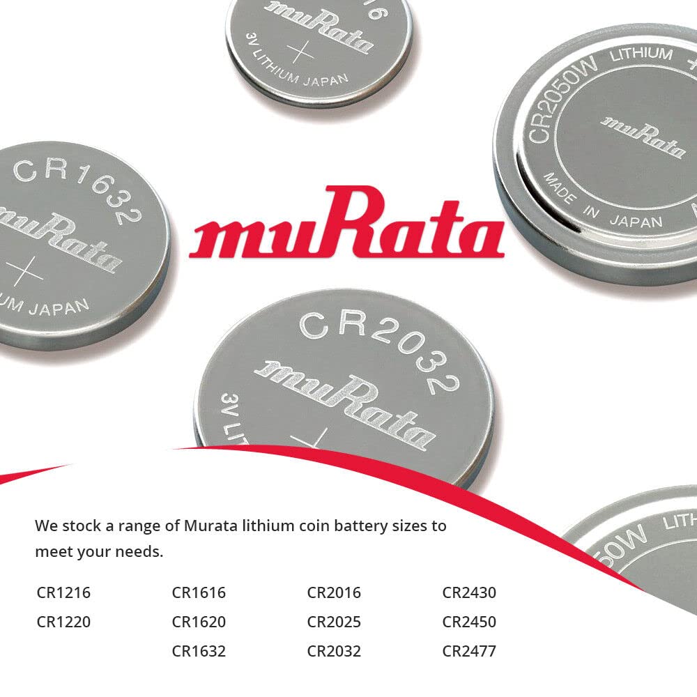 Murata CR2025 3V Lithium Coin Cell Battery - 2 Pack, Replacement for Sony CR2025 - Perfect for Watches, Calculators, Key Fobs & Small Electronics