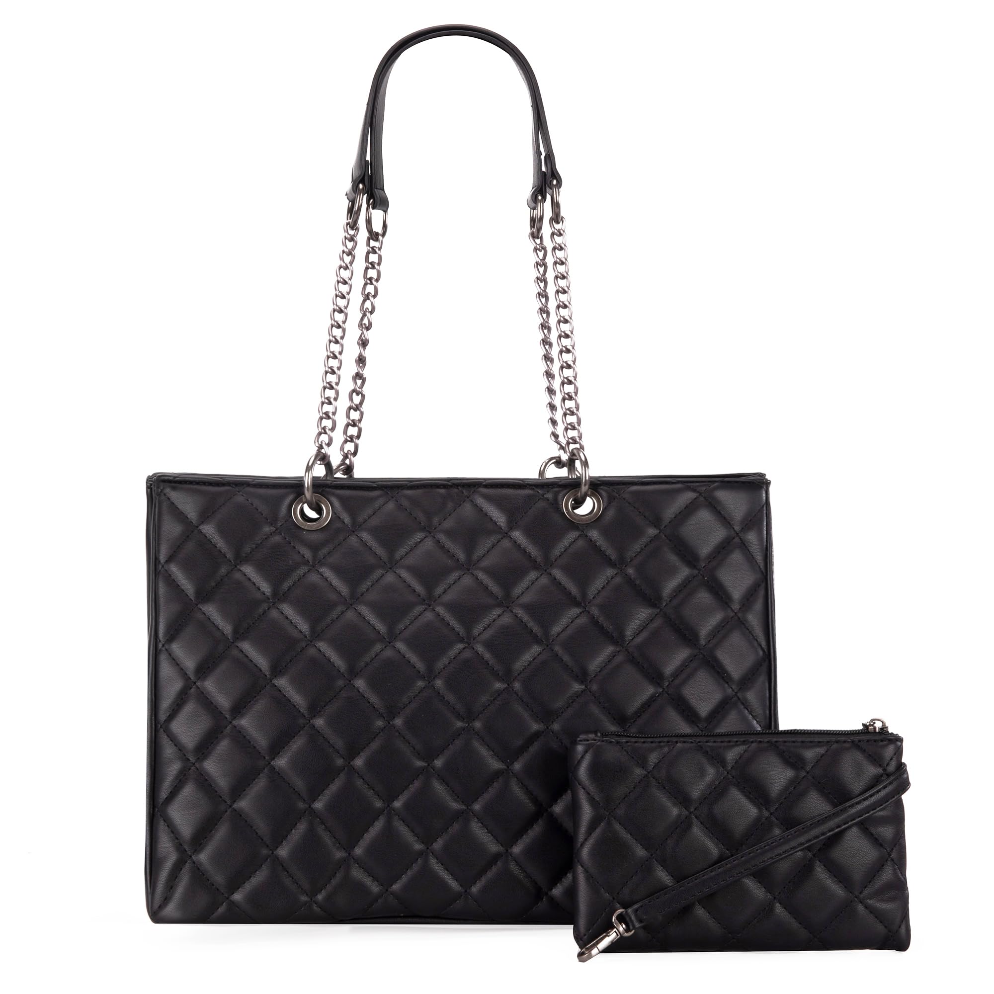 Montana West Quilted Handbag for Women - Stylish Shoulder Bag with Chain Strap & 2-Piece Purse Set | Perfect for Work, Travel & Everyday Use