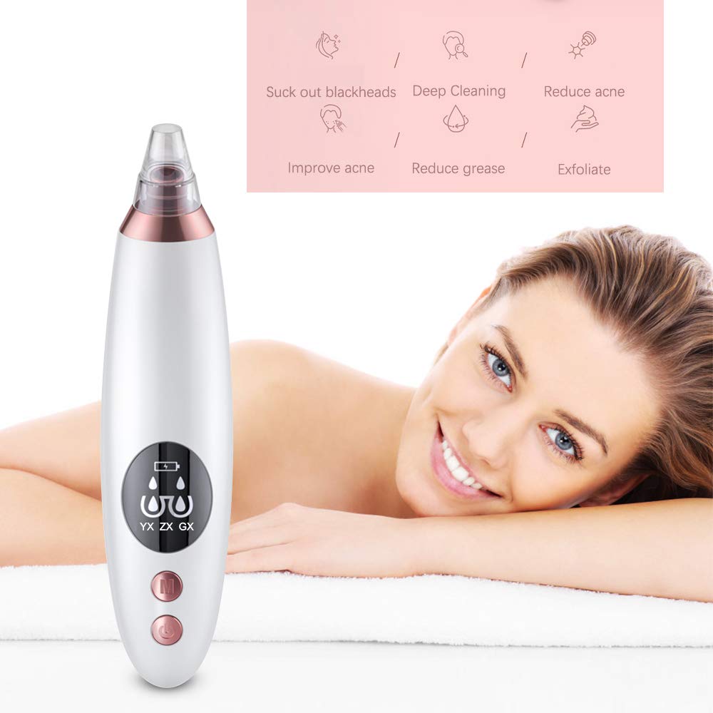 Yafei Pore Vacuum Blackhead Remover - Upgraded Strong Suction Rechargeable Facial Cleanser for Blackhead & Pimple Removal (Gray) | Perfect for Deep Cleansing & Skincare Routine