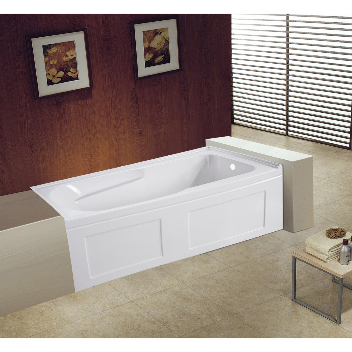 Aqua Eden VTAP603220CR 60-Inch Acrylic Rectangular 3-Wall Alcove Bathtub with Anti-Slip Surface & Right Drain Hole - Glossy White - Perfect for Modern Bathrooms, Spa-Like Relaxation, and Small Space Solutions