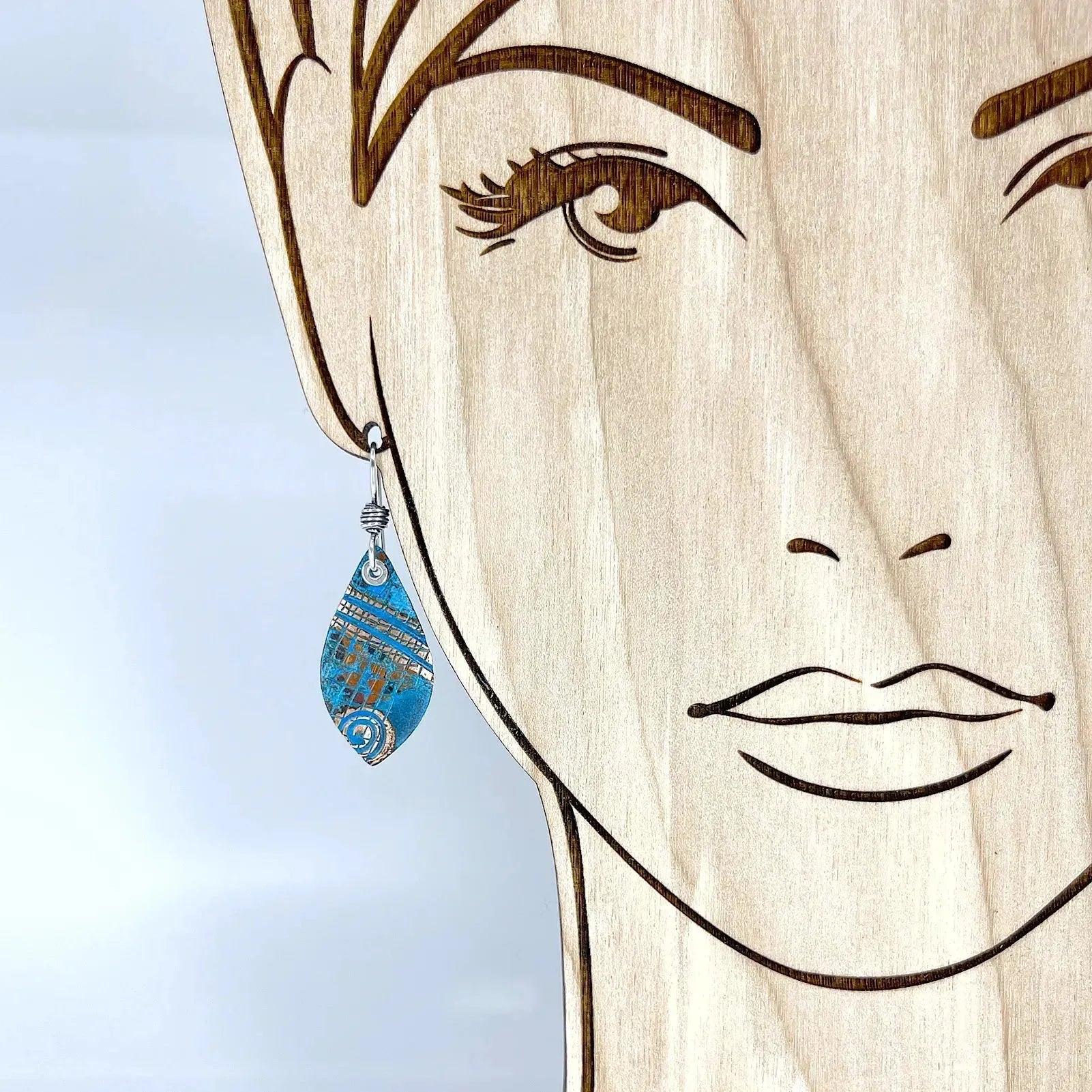 Handmade Copper Blue Patina & Sterling Silver Earrings – Elegant Dangle Hoops for Women | Perfect for Parties, Weddings & Everyday Wear