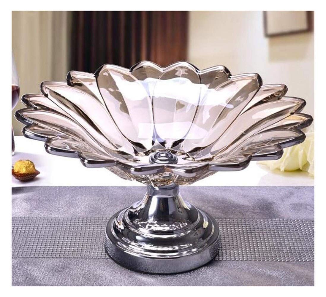 Premium Thickened European Glass Fruit Bowl - Elegant Bronze Decorative Plate for Living Room Coffee Table, Perfect for Serving Fruits, Snacks & Desserts | Stylish Home Decor & Party Serving Tray