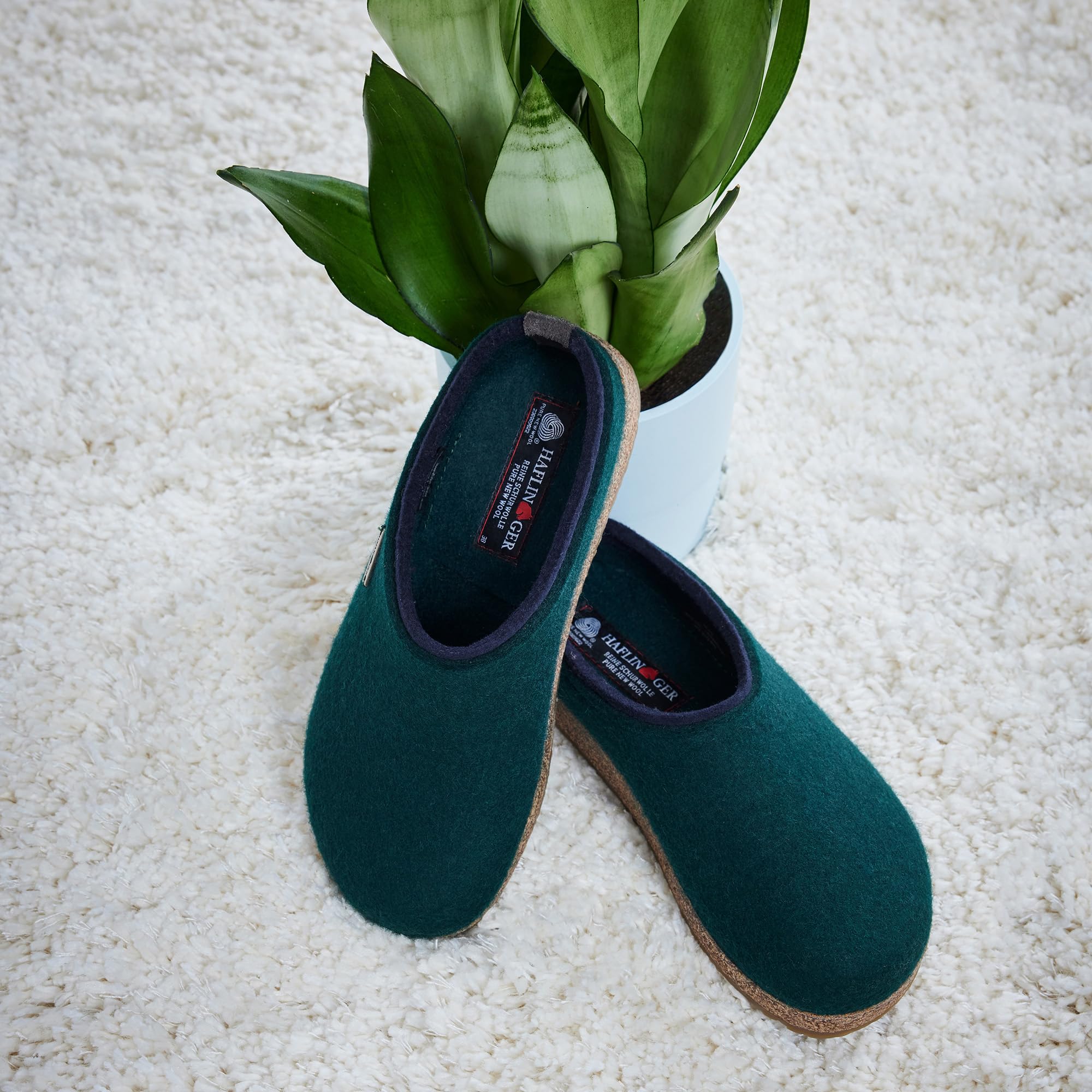 HAFLINGER Unisex Open Back Slippers for Men & Women - Soft Wool Comfort House Shoes for Indoor & Outdoor Use - Perfect for Relaxing at Home, Lounging, and Quick Errands