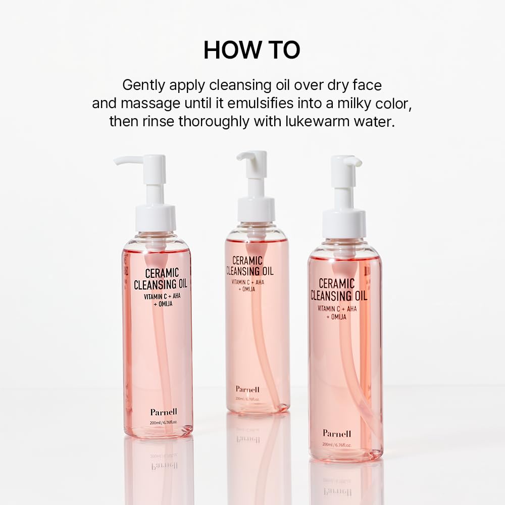 Parnell Aha Omija Ceramic Cleansing Oil 200ml (6.76 fl.oz) - Korean Blackhead Melting Facial Cleanser for Deep Pore Cleansing | Best for Oily & Combination Skin, Daily Korean Skincare Routine