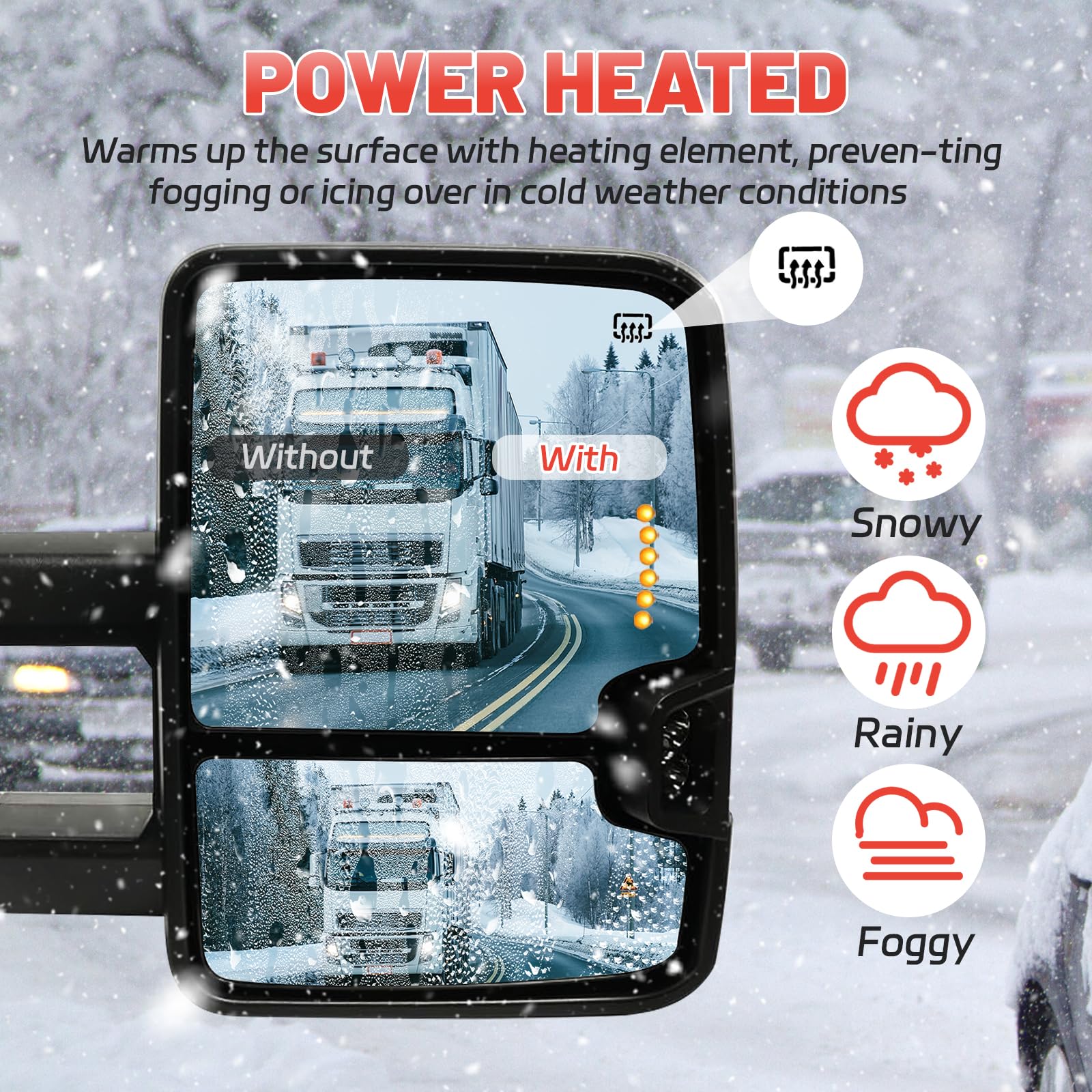 PZ Towing Mirrors for 2007-2014 Chevy Silverado GMC Sierra Tahoe Yukon - Power Heated Turn Signal Manual Folding Black Pair - Perfect for Towing Trailers, Boats & RVs