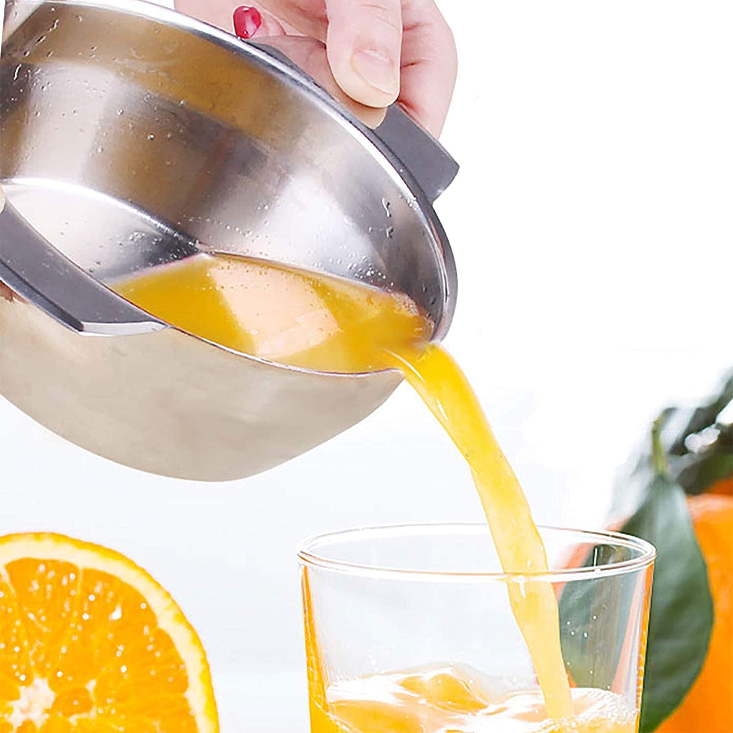 Premium Stainless Steel Lemon Squeezer - Heavy Duty Citrus Juicer for Orange, Lime & Grapefruit - Ergonomic Hand Press Kitchen Tool with Non-Slip Base | Perfect for Fresh Juice, Cocktails & Cooking (1 Pack)