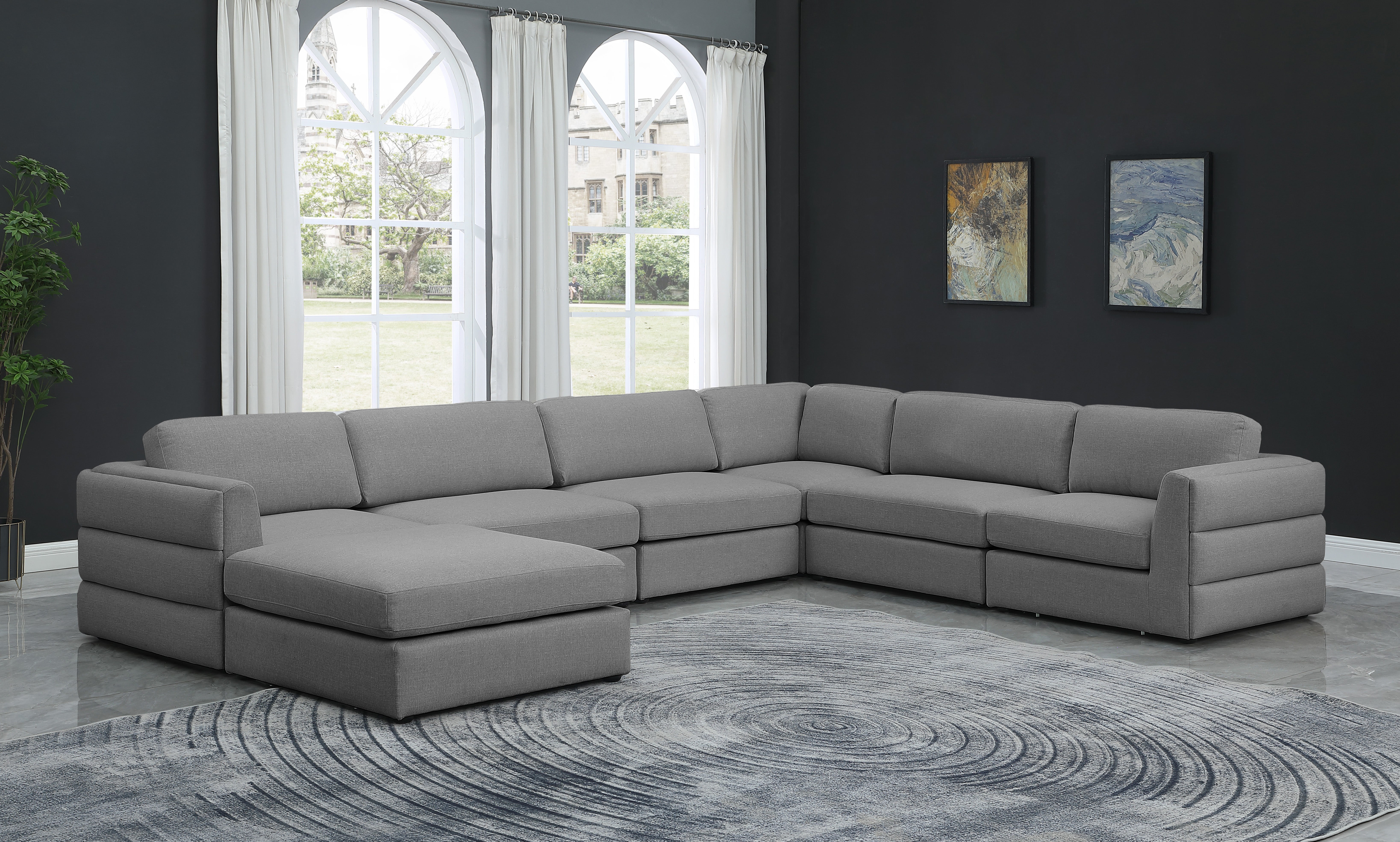 Beckham Durable Linen Textured Fabric Modular Sectional Sofa - Modern Living Room Furniture for Home, Office & Lounge Comfort