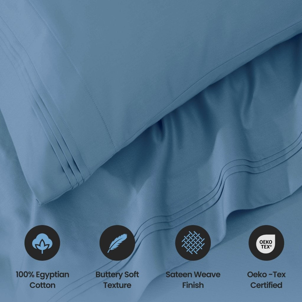 Premium 1000 Thread Count Egyptian Cotton Sheet Set - Eco-Friendly, Breathable & Hypoallergenic - Perfect for Luxury Bedding & Hot Sleepers