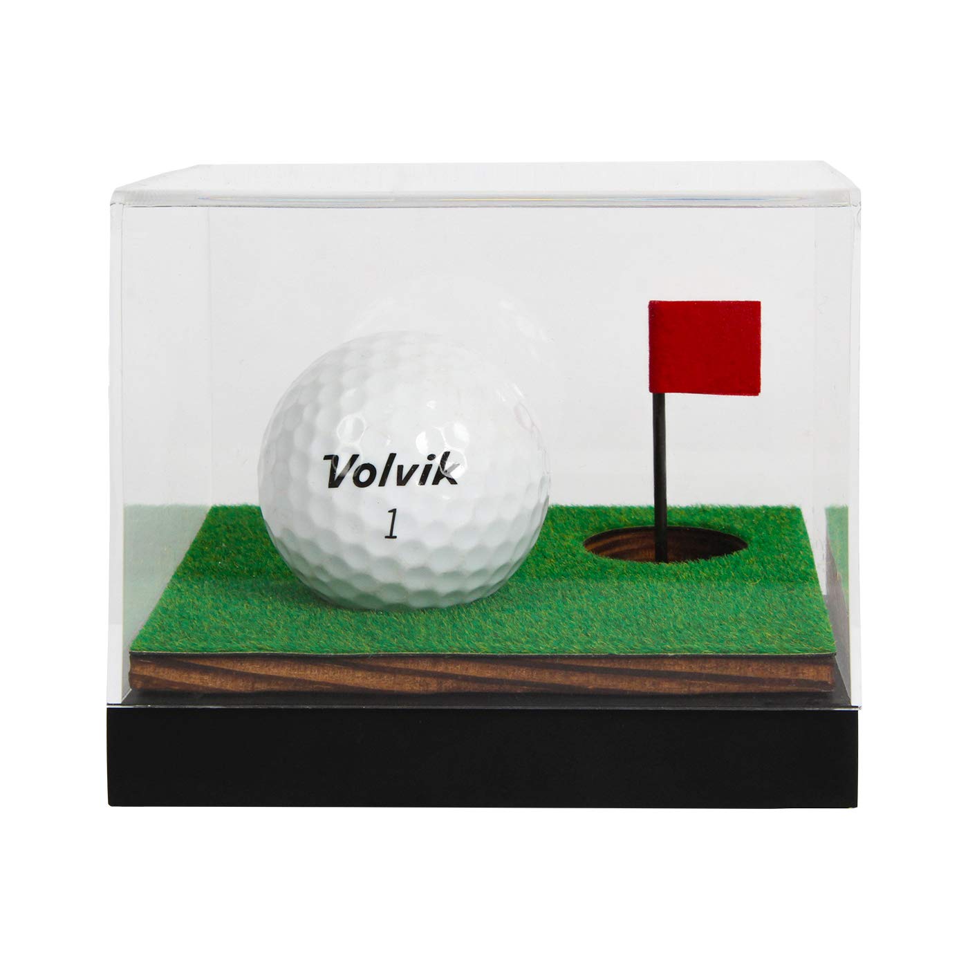 J JACKCUBE DESIGN Clear Acrylic Golf Ball Display Case with Wood Base - Dustproof Transparent Memorabilia Holder for Collectible Golf Balls - Perfect for Home Decor, Office Display & Sports Memorabilia Collection