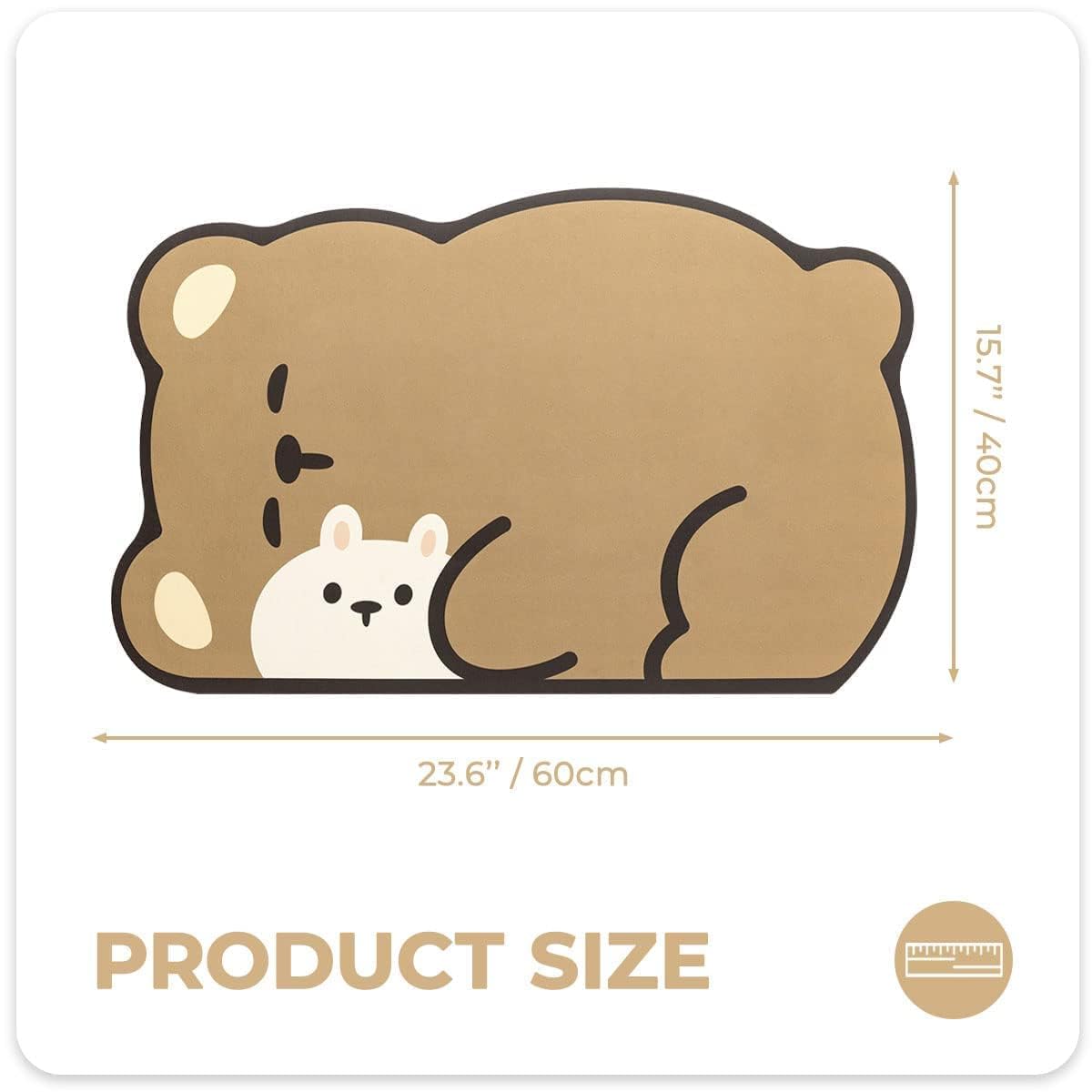 Cute Animal Bath Rug - Super Absorbent & Quick Dry Bathroom Mat, Non-Slip Soft Floor Mat for Bathroom & Kitchen, 15.7