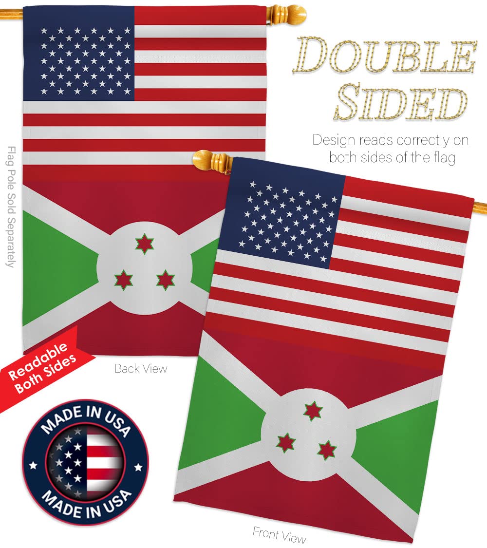Americana Home & Garden Burundi US Friendship House Flag - Double-Sided Outdoor Decorative Banner for Garden, Yard & Patio - Made in USA - Perfect for International Events, Cultural Celebrations & Diplomatic Gifts
