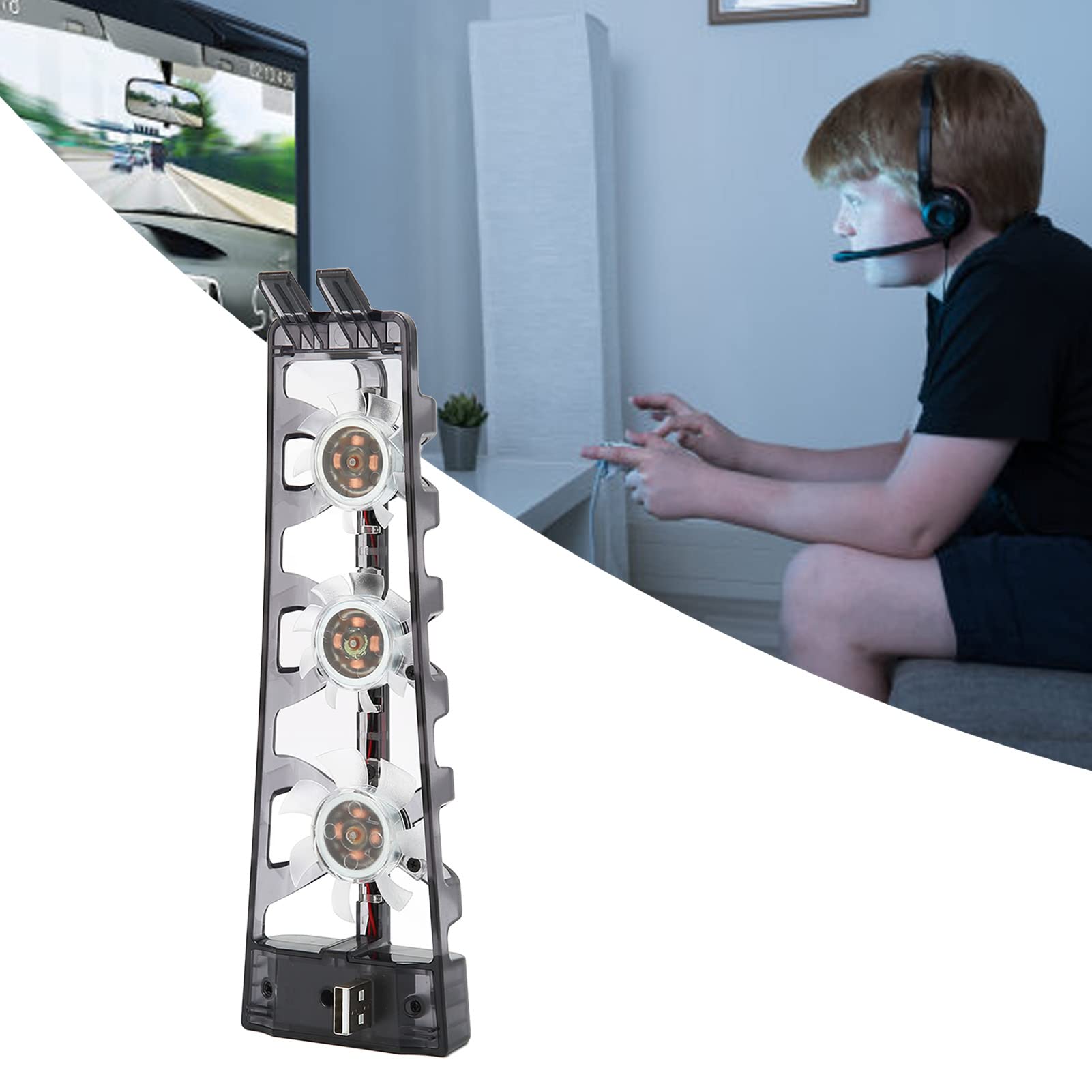 Septpenta Cooling Fan for PS5 Disc & Digital Edition - Plug & Play, Ultra Quiet with 3 Built-in Fans for Fast Cooling - Perfect for PS5 Gaming Enthusiasts | Ideal for Long Gaming Sessions & Preventing Overheating