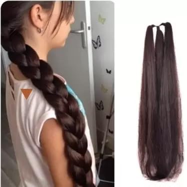 Truvic 30-Inch Black Synthetic Nylon Hair Extension for Women & Girls - Perfect for Braids, Ponytails & Hairstyling