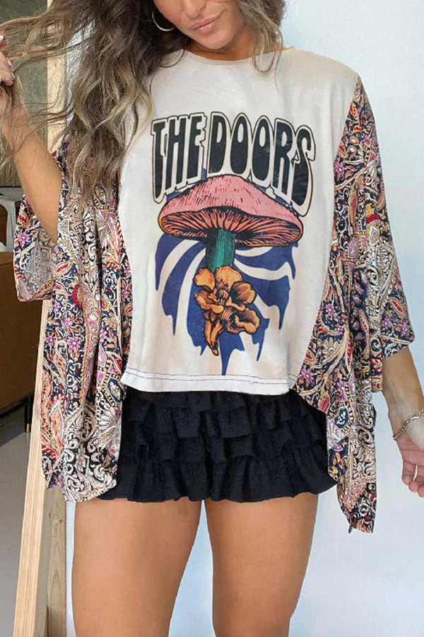 Stylish Ethnic Print Batwing Sleeve Loose Blouse - Boho Chic Women's Tunic Top for Casual Wear, Festivals & Vacation Outfits