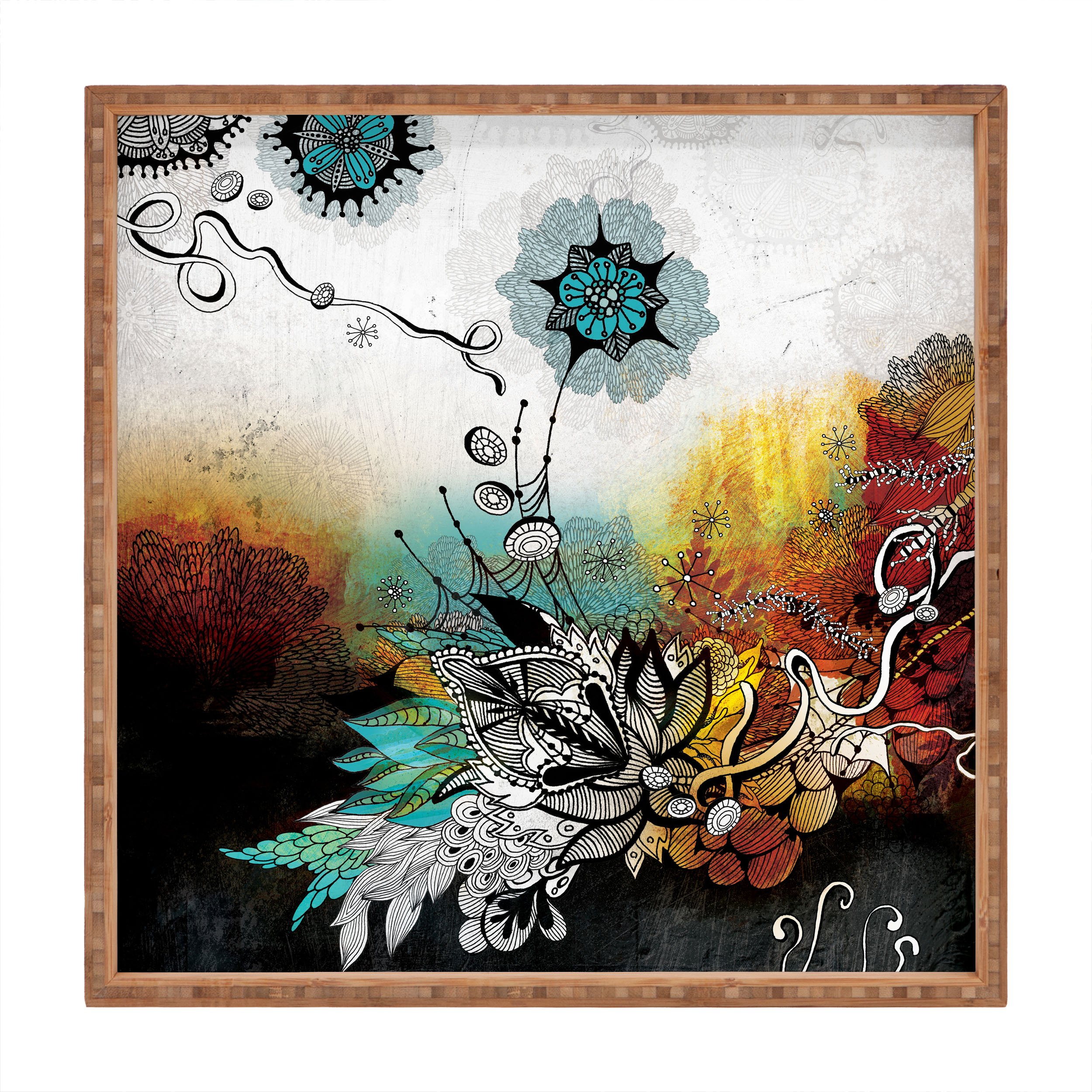 Deny Designs Iveta Abolina Frozen Dreams Indoor/Outdoor Square Tray - 12 x 12 Inches - Decorative Serving Tray for Coffee Table, Dining, or Outdoor Entertaining