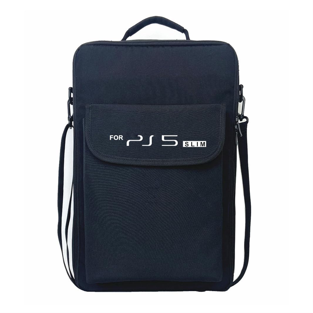 Portable Travel Case for PS5 Slim - Lightweight Carry Bag, Sling Backpack & Console Accessories Storage - Perfect for Gaming, Travel & Outdoor Use (Without Logo)
