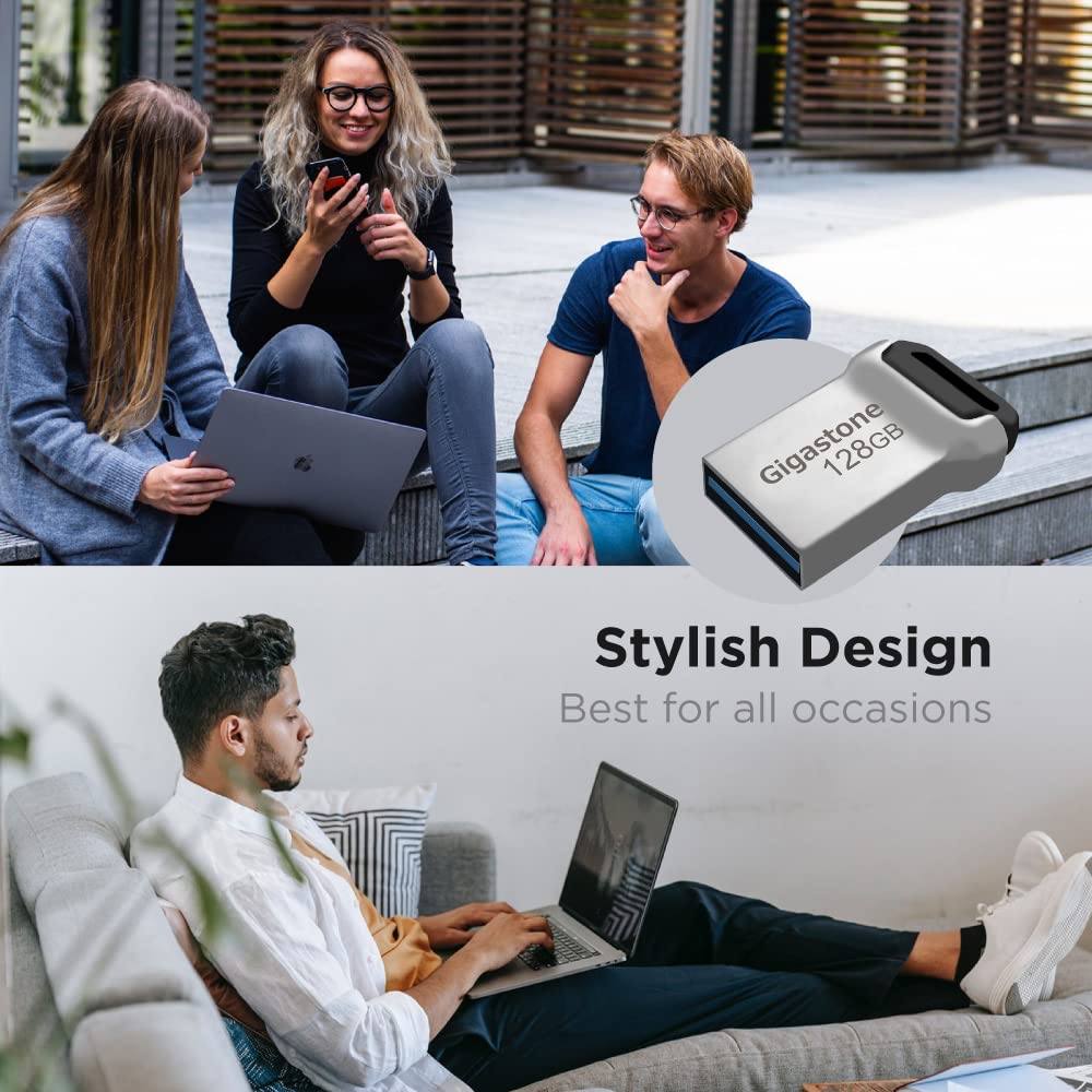 GIGASTONE 128GB Z90 USB 3.2 Flash Drive - High Speed 100MB/s Read, Waterproof Metal Thumb Drive - Compatible with USB 2.0/3.0/3.1 - Perfect for Data Storage, File Transfer, Backup & School/Office Use
