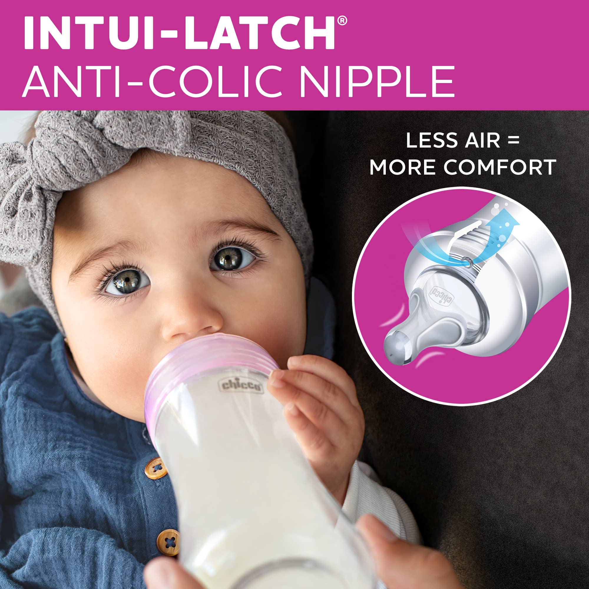 Chicco Duo 5oz Hybrid Baby Bottle - BPA-Free Glass Inner & Plastic Outer | Dishwasher, Bottle Warmer & Sterilizer Safe | Intui-Latch Nipple | Clear/Grey 2-Pack | Perfect for Breastfeeding, Formula Feeding & On-the-Go Use