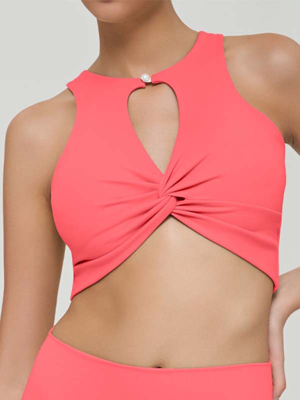 ZASUWA Women's Twist Hollow Out Solid Color Tank Top - Stylish Summer Casual Wear for Beach, Party & Everyday Outfits
