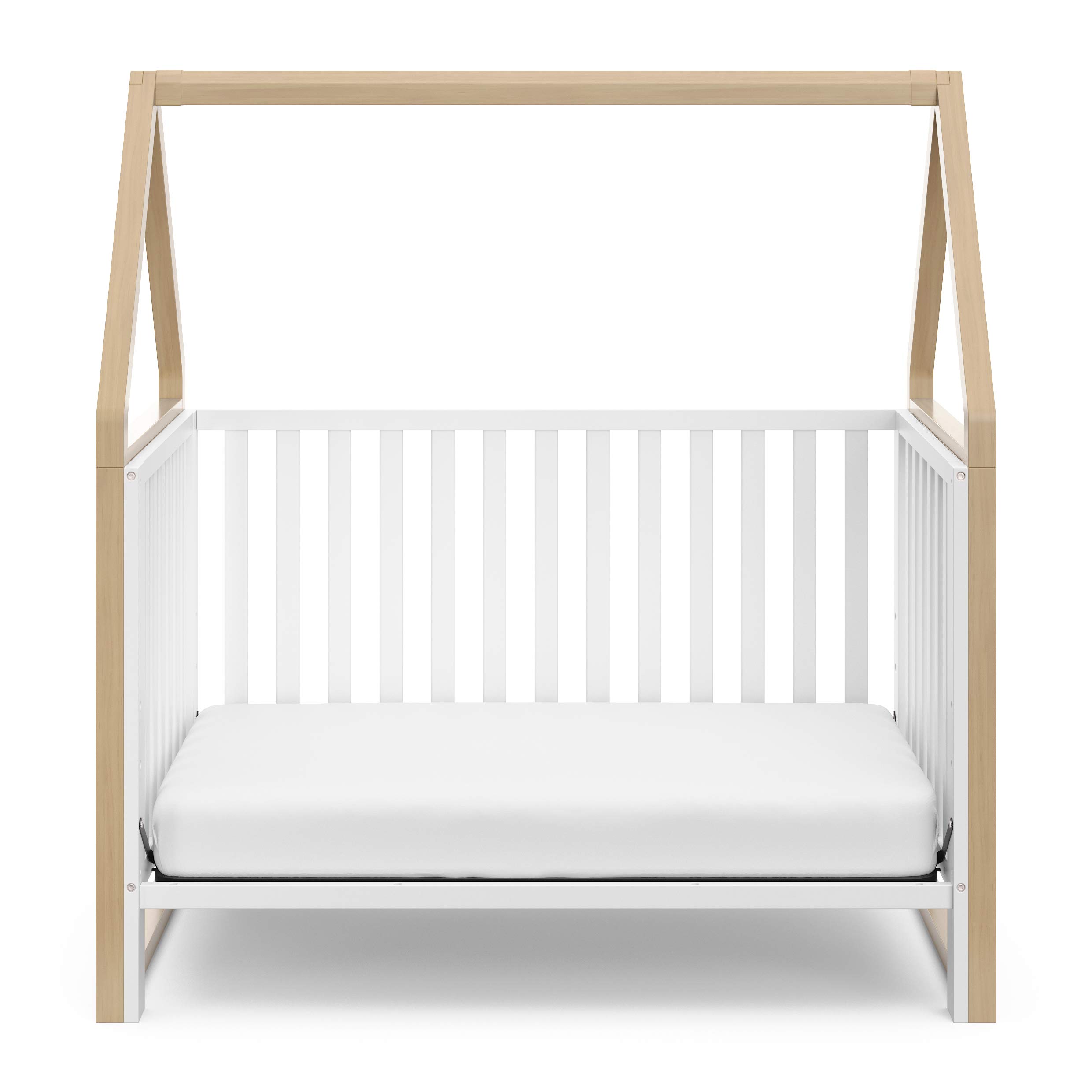 Storkcraft Orchard 5-in-1 Convertible Crib (White with Driftwood) – GREENGUARD Gold Certified Baby Crib | Converts to Toddler Bed, Daybed & Full Bed | Safe Nursery Furniture for Newborns & Toddlers | Perfect for Modern Nurseries & Small Bedrooms