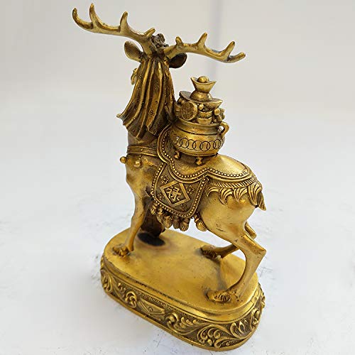 Feng Shui Brass Deer Ornament - Antique Copper Lucky Deer Statue for Home & Office Decor | Perfect for Wealth & Harmony in Living Room, Bedroom, or Workspace