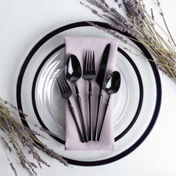Premium Infinity Collection Black Flatware Set - 32-Piece Stainless Steel Cutlery for Dining, Parties & Home Entertaining