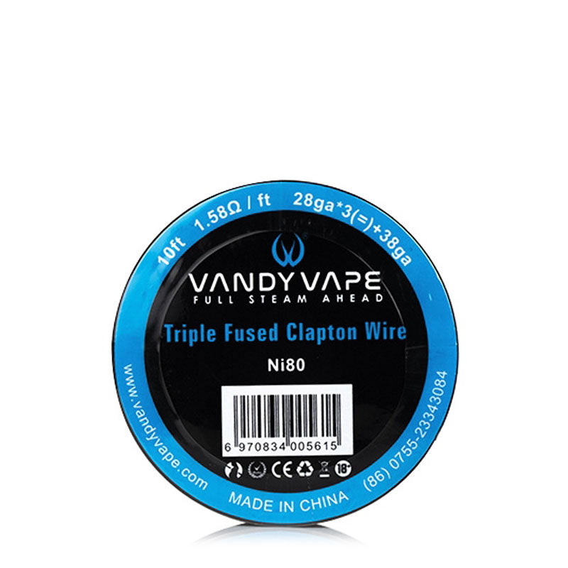 Vandy Vape Triple Fused Clapton Wire - 10ft Pre-Built Coils for RDA RTA Tanks - High Performance Vape Coils for Cloud Chasing & Flavor Enhancement