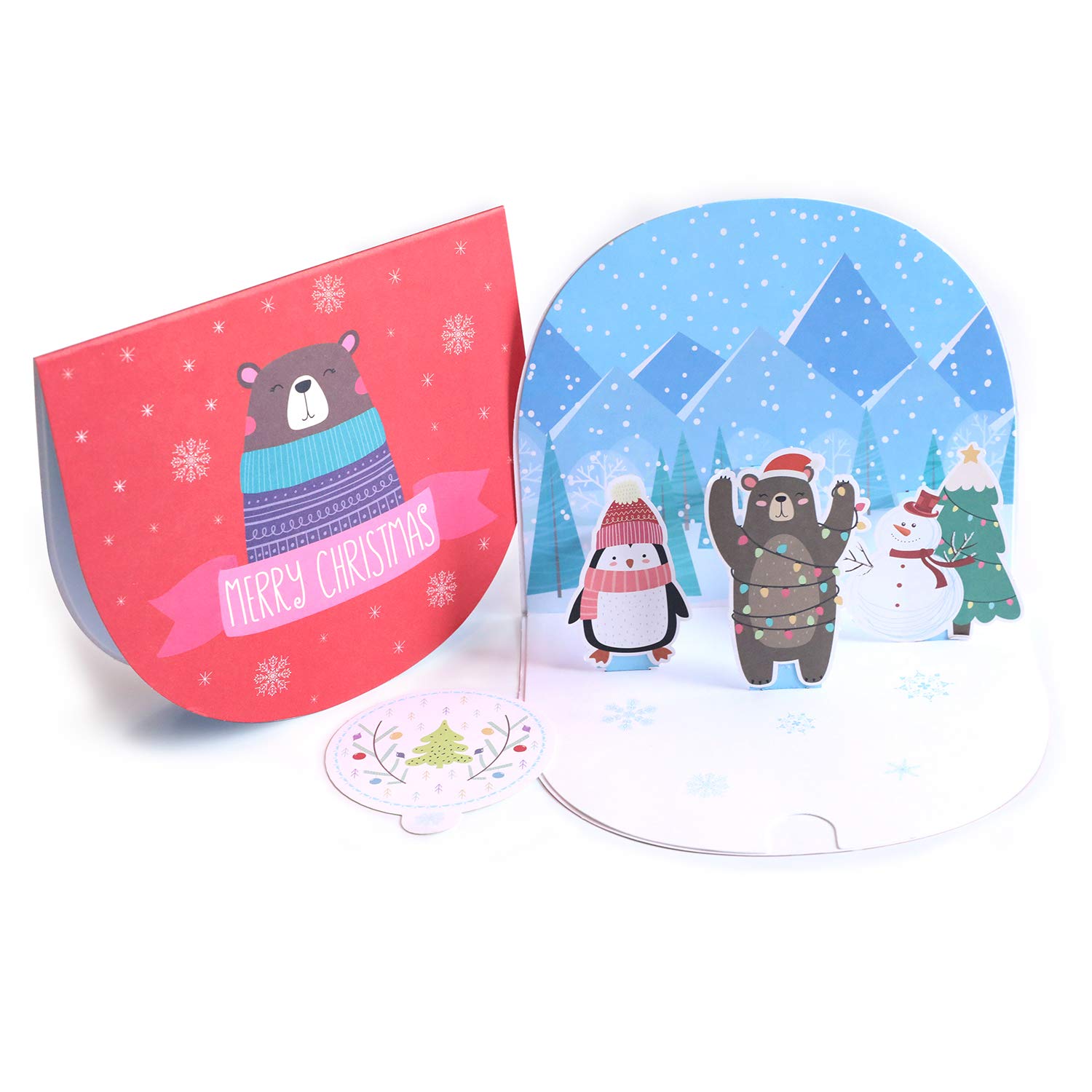 3D Pop-Up Christmas Cards for Kids - Festive Holiday Bear Greeting Cards | Perfect for Christmas Invitations, Holiday Parties & Gifts