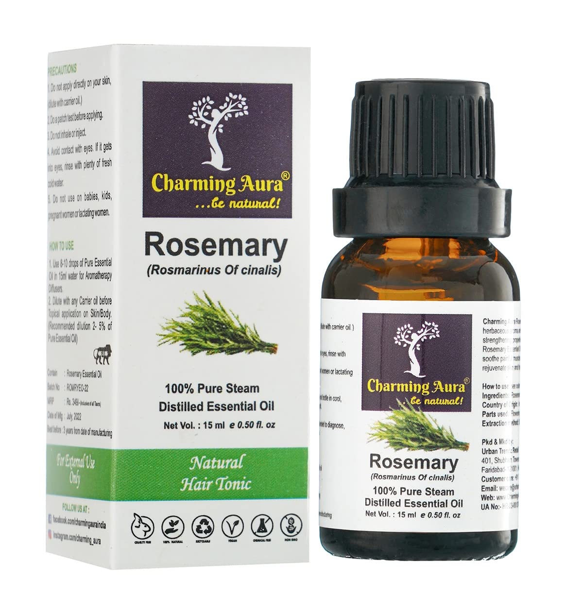 Lavender & Rosemary Essential Oil Set - 15ml Each, Aromatherapy for Relaxation & Stress Relief - Perfect for Diffusers, Massage & Home Spa