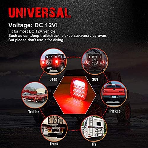 Universal LED Trailer Tail Lights - Brake Turn Signal Reverse Running Back Up Stop Rear Lights for JK CJ Truck Van RV SUV Bus Cargo - DC12V Red/White - 1 Year Warranty (Pack of 2) - Perfect for Night Driving & Heavy Duty Vehicles